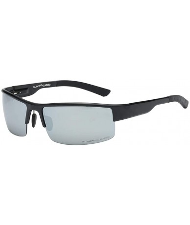 Wrap Polarized Aircraft Aluminum Driving Wrap Around Sunglasses For Men - Matte Black - Polarized Ice Tech - CD18HWS2CDX $61.68