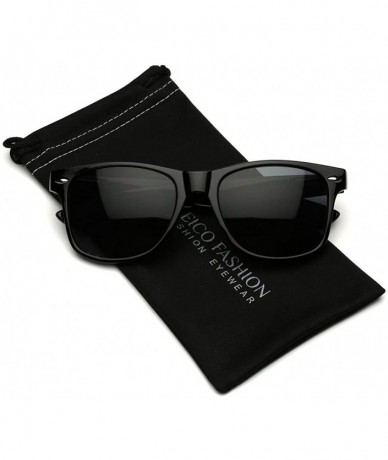 Rectangular Iconic Horn Rimmed Retro Classic Sunglasses - Black - C912O8Z9VJC $12.43