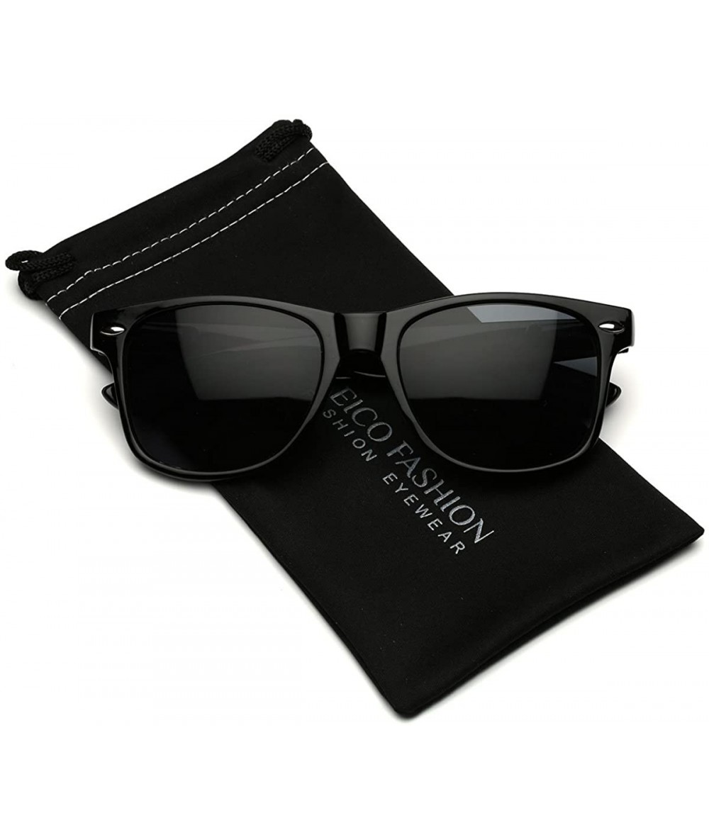 Rectangular Iconic Horn Rimmed Retro Classic Sunglasses - Black - C912O8Z9VJC $12.43