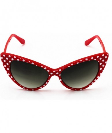 Cat Eye Cat Eye High Pointed Polka Dots Retro Vintage Style Sunglasses for Women - Red - CN185WSKL5W $9.17