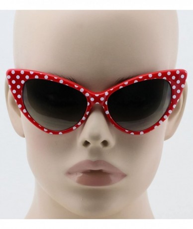 Cat Eye Cat Eye High Pointed Polka Dots Retro Vintage Style Sunglasses for Women - Red - CN185WSKL5W $9.17