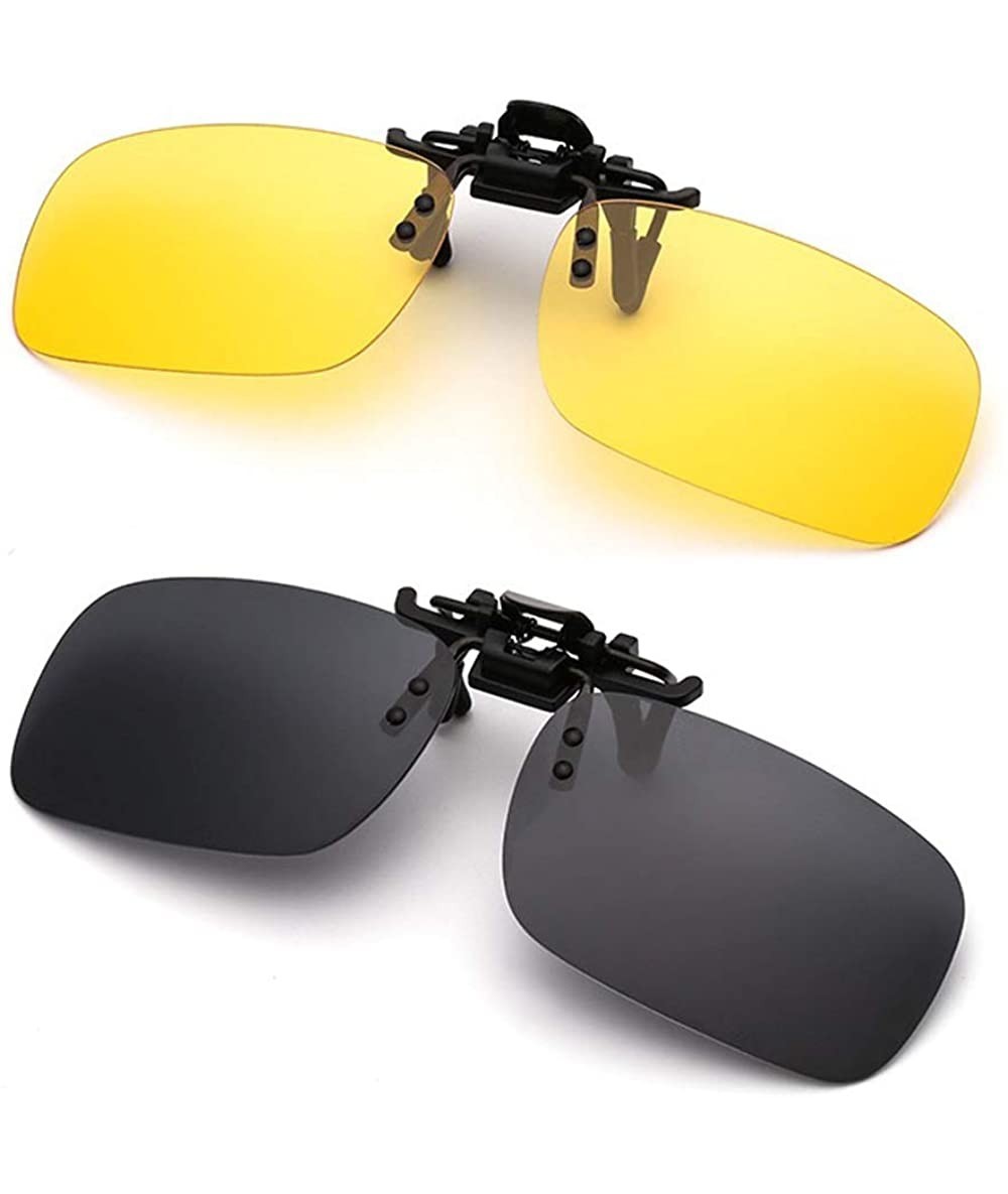 Oversized Polarized Clip-on Sunglasses Anti-Glare Driving Glasses for Prescription Glasses - Black ＆ Driving Glasses - C91929...