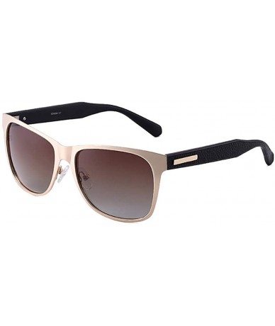 Aviator Men's Retro Metal Frame Driving Polarized Sunglasses Metal Frame Ultra Light 2120 - Brown - C318W8XEQZU $17.61