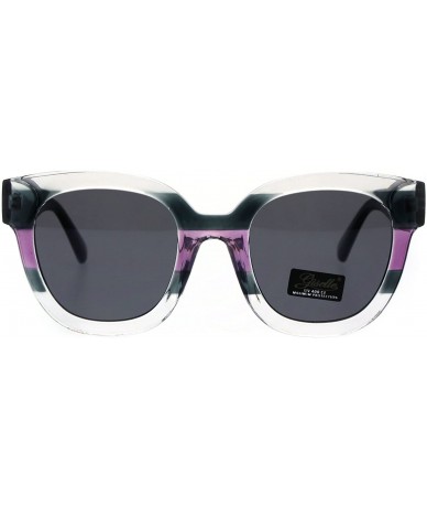 Oversized Womens Boyfriend Style Horn Rim Thick Plastic Designer Sunglasses - Grey Purple - C718EQ9QWXW $19.43