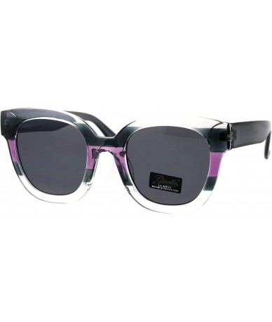Oversized Womens Boyfriend Style Horn Rim Thick Plastic Designer Sunglasses - Grey Purple - C718EQ9QWXW $12.25