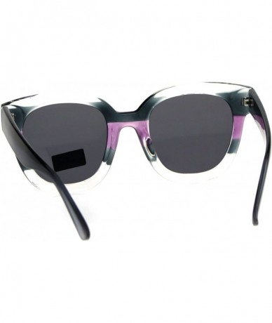 Oversized Womens Boyfriend Style Horn Rim Thick Plastic Designer Sunglasses - Grey Purple - C718EQ9QWXW $12.25