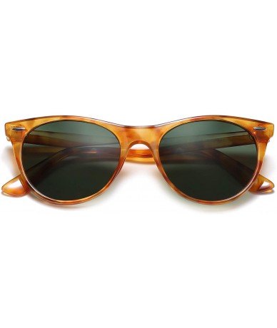Round Classic Retro Polarized Sunglasses Small Vintage UV400 Glasses CELEB SJ2076 - C4 Orange Tortoise Frame/G15 Lens - C218T...