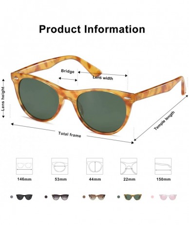Round Classic Retro Polarized Sunglasses Small Vintage UV400 Glasses CELEB SJ2076 - C4 Orange Tortoise Frame/G15 Lens - C218T...