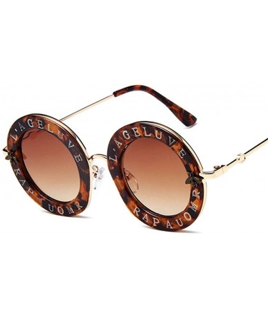 Round Retro Round Sunglasses Fashion Designer English Letters Little Bee Decoration Sun Glasses for Women Shades Oculos - CG1...