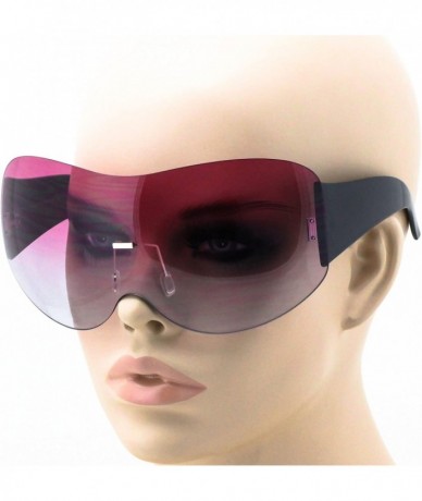 Rimless Big Huge Oversize Glasses Rimless Shield Visor Aviator Sunglasses Mirror Oceanic Tinted Lens - Purple/Blue - C911HWMG...