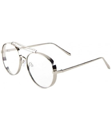 Aviator 1 Pc Large Aviator Glasses Clear Lens Thick Frame Metal Eyeglasses - Choose Color - Silver - CY18NUSKQZ6 $30.21