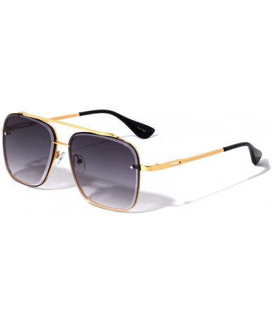 Aviator Squared Aviator Diamond Edge Cut Sunglasses - Smoke Gold - C7196LGNE0L $28.81