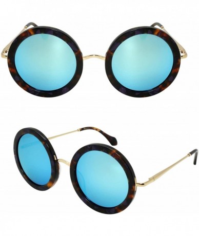 Round Chic Handmade Acetate Round Oval Frame Sunglasses with Quality UV CR39 Lens Gift Package Included - CU18R9L0G9W $78.22