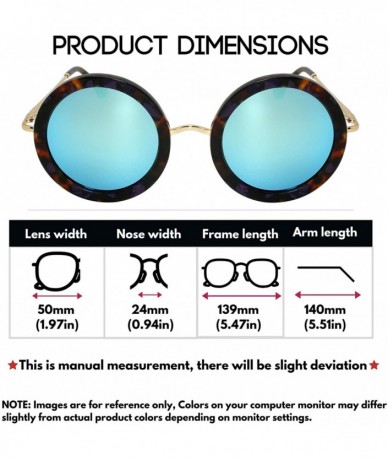 Round Chic Handmade Acetate Round Oval Frame Sunglasses with Quality UV CR39 Lens Gift Package Included - CU18R9L0G9W $51.46