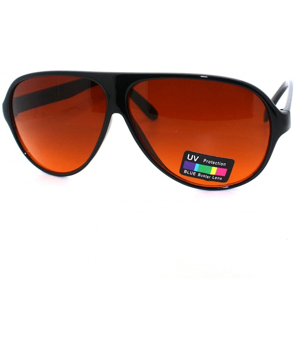 Aviator Blue Ray Buster Lens Retro Plastic Racer Pilot Sunglasses - Black - C211YPQYL7F $12.97