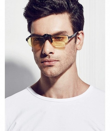 Rectangular Polarized Clip on Sunglasses for Men Women Flip up Sunglasses Over Prescription Glasses - CD18XNW7QHX $12.71