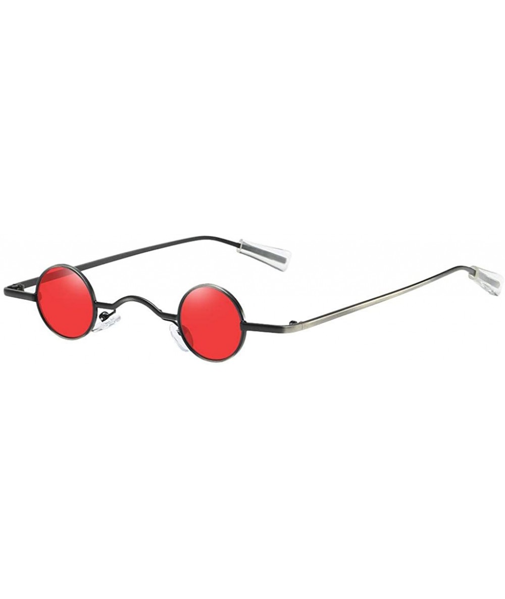 Goggle Vintage Small Round Hip Hop Sunglasses Men Women Classic Retro Designer Style Glasses - Red - CQ196RENLST $9.39