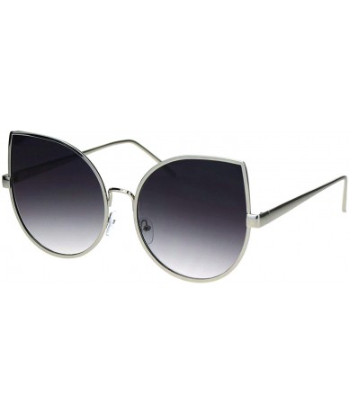Round Womens Metal Rim Round Cat Eye Retro Fashion Sunglasses - Silver Black - CK18LMY26GC $12.34