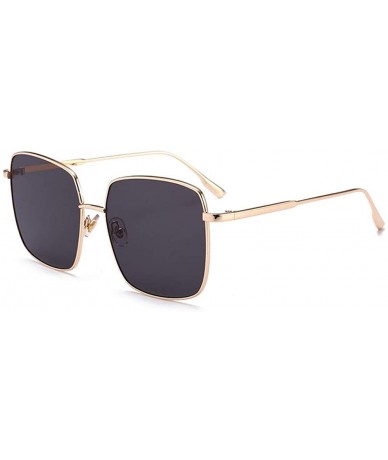 Goggle Sunglasses Retro Street Snap Big Box Sunglasses Multicolor Sunglasses Lady - C2 Gold Frame Grey Sheet - CV18TILSETX $9.29