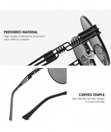 Rimless Retro Gothic Steampunk Sunglasses-Metal Circle Polarized Sun Glasses Unisex - B - CG190OCU5TI $26.77