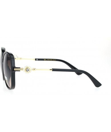 Oversized Womens Classic Rhinestone Flower Jewel Plastic Butterfly Sunglasses - Black Brown Smoke - C018KGUE9GD $10.18