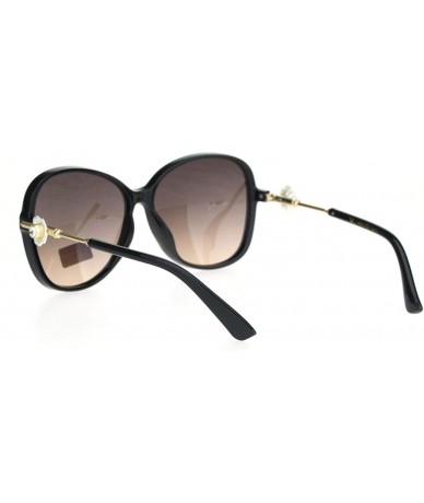 Oversized Womens Classic Rhinestone Flower Jewel Plastic Butterfly Sunglasses - Black Brown Smoke - C018KGUE9GD $10.18