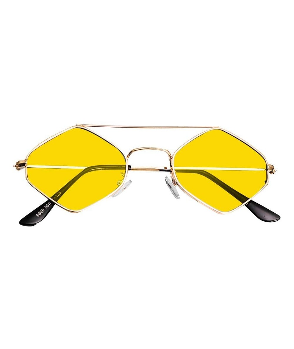 Goggle Sunglasses Retro Vintage Narrow Cat Glasses Eye Sunglasses for Women Clout Goggles Plastic Frame (Yellow) - CP18RDGRNE...