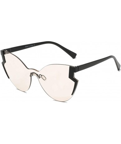 Round Half Frame Women Round Cat Eye Oversized Fashion sunglasses - Clear - CD18IOZ5MEQ $7.61