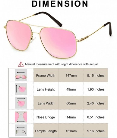 Square Retro Aviator Square Sunglasses for Women Polarized - Fashion Mirrored Lens with Metal Frame 100% UV Protection - CG18...