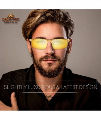 Aviator Night Driving Glasses- Anti Glare Polarized Night Shooting Glasses Men Women - Gold - CJ192U4TR7E $34.25
