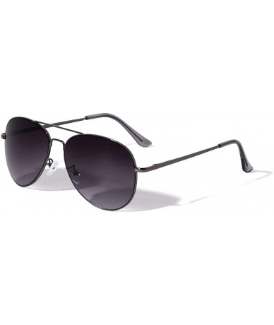 Aviator Super Dark Spring Hinge Classic Round Aviator Sunglasses - Smoke Gunmetal - C0199LW84ZS $26.71