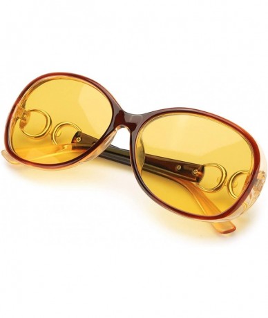 Oversized Oversized Polarized Glare 100 Protection - A1-brown Frame/Yellow Lens Night-vision Glasses - CE18WODQ565 $34.93