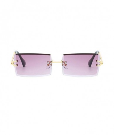 Square New Frameless Cut Edge Square Sunglasses Fashion Men and Women Small Color Sun Glasses - Green - CJ199QKX53Y $11.81