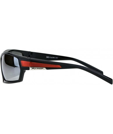 Wrap Mens Xloop Sunglasses Wrap Around Frame Bold Fashion Shades UV 400 - Black Orange (Silver Mirror) - C118QEOWCQW $9.65