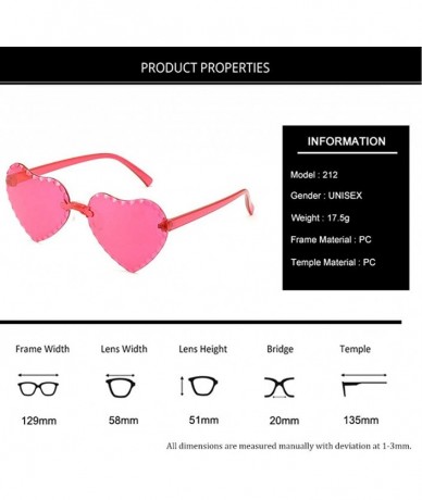 Round Heart Shape Sunglasses Transparent Rimless Candy Color Glasses Frameless Love Eyewear Sunglasses UV400 Sunglass - C8190...