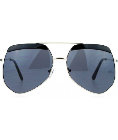 Butterfly Retro Plastic Eyebrow Oversize Octagonal Pilot Sunglasses - Silver Black - C812FX2J16F $24.32