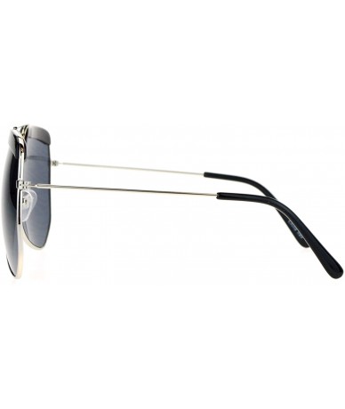 Butterfly Retro Plastic Eyebrow Oversize Octagonal Pilot Sunglasses - Silver Black - C812FX2J16F $11.05