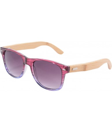 Wayfarer Polarized Bamboo Wood Sunglasses UV400 Protection-TY6016/6026 - Red Strip&bamboo Nature - CI18I70C8KG $25.60