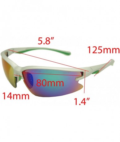 Rectangular Double Injection Sunglasses SPORTS - 2758 Shiny Silver Green / Green Mirror - CV12HTS47AP $17.19
