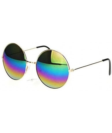 Round 1 Pc Rainbow Mirror Lens Round Circle John Lennon Vintage Style Sunglasses - Choose Color - Gold - CI18ND745IN $22.56