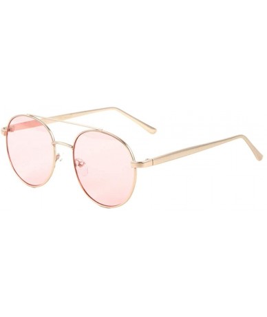 Aviator Thin Frame Round Color Lens Aviator Sunglasses - Pink - C9199324GOW $11.19