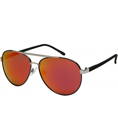 Aviator Polarized Sunglasses Mirrored Lightweight Protection - Silver + Black Frame - Polarized Red Lens - CM192RNDTRE $9.42