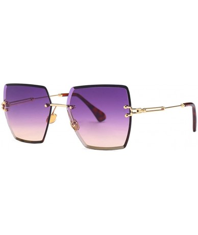 Oversized Fashion Men women Oversized Frameless Candy color Sunglasses UV400 - Purple Red - C218N6RO4MI $23.82