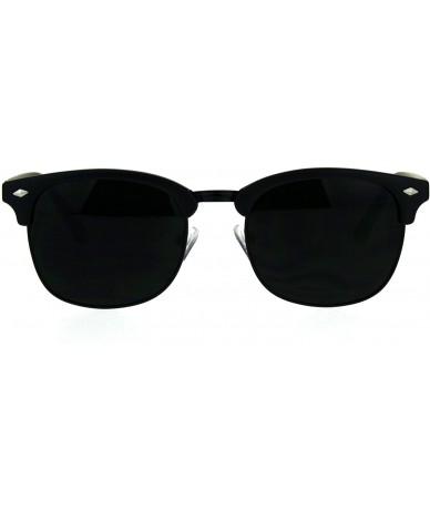 Rectangular Mens Half Horn Rim Hipster 20s Classic Sunglasses - Black Matte Black - CI180AOD3UM $8.62