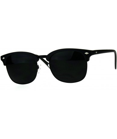 Rectangular Mens Half Horn Rim Hipster 20s Classic Sunglasses - Black Matte Black - CI180AOD3UM $8.62