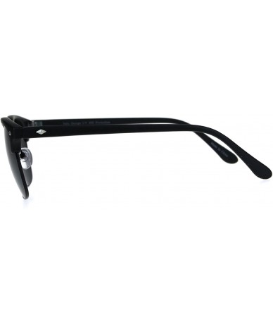 Rectangular Mens Half Horn Rim Hipster 20s Classic Sunglasses - Black Matte Black - CI180AOD3UM $8.62
