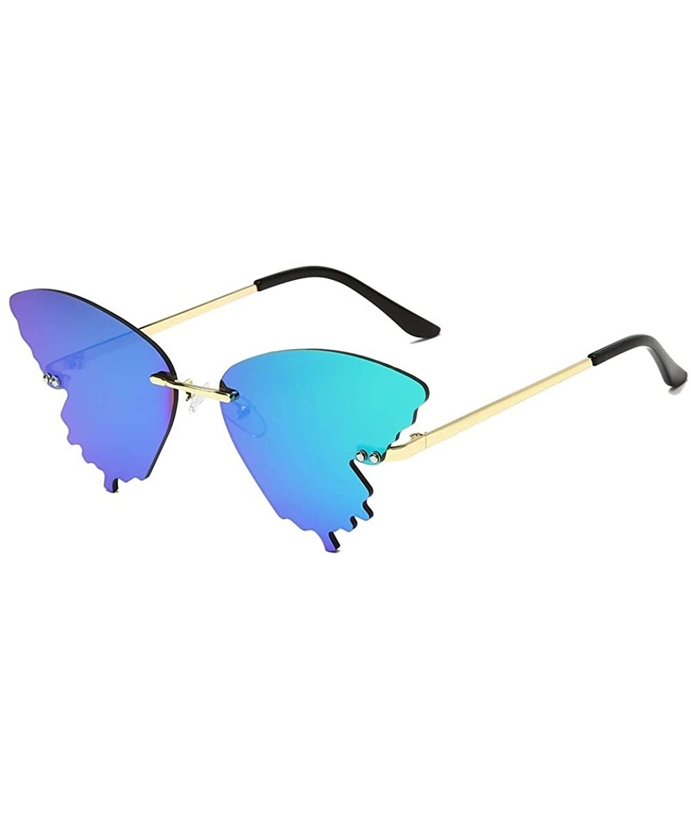 Butterfly Butterfly Sunglasses for Women Butterfly Sun Glasses Shades UV400 - Green Lens - CZ190370NHY $15.33