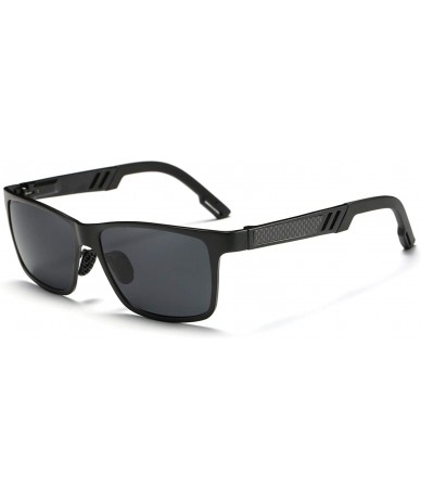 Rectangular Polarized Sunglasses Driving Photosensitive Glasses 100% UV protection - Black/Black - CW18SO5TTKY $18.22
