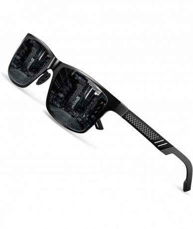 Rectangular Polarized Sunglasses Men Lightweight Outdoors - A Black/Black - CT18WIR04EX $16.58