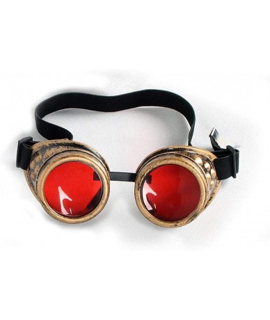 Sport Retro Vintage Cyber Goggles Steampunk Welding Gothic ABS Frame Glasses Rustic - Retro Copper Frame+red Lenses - C818H82...